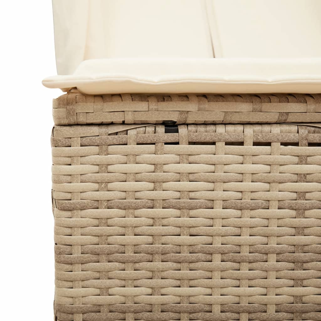Lettino Prendisole con Tetto e Tende Beige in Polyrattan - homemem39