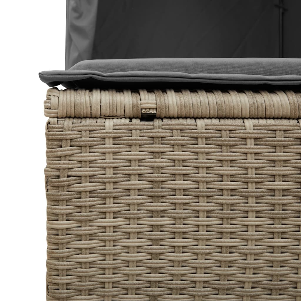 Lettino Prendisole Tetto e Tende Grigio Chiaro in Polyrattan - homemem39