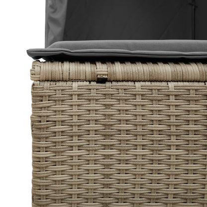 Lettino Prendisole Tetto e Tende Grigio Chiaro in Polyrattan - homemem39