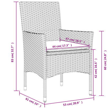 Sedie da Giardino con Cuscini 2 pz Nere in Polyrattan