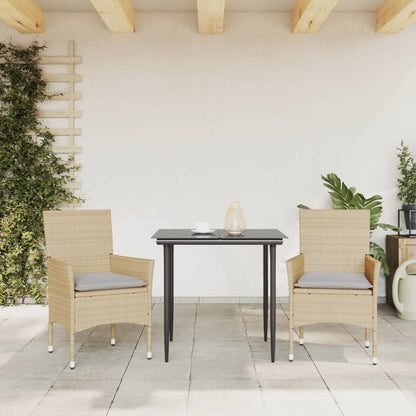 Sedie da Giardino con Cuscini 2 pz Beige in Polyrattan - homemem39