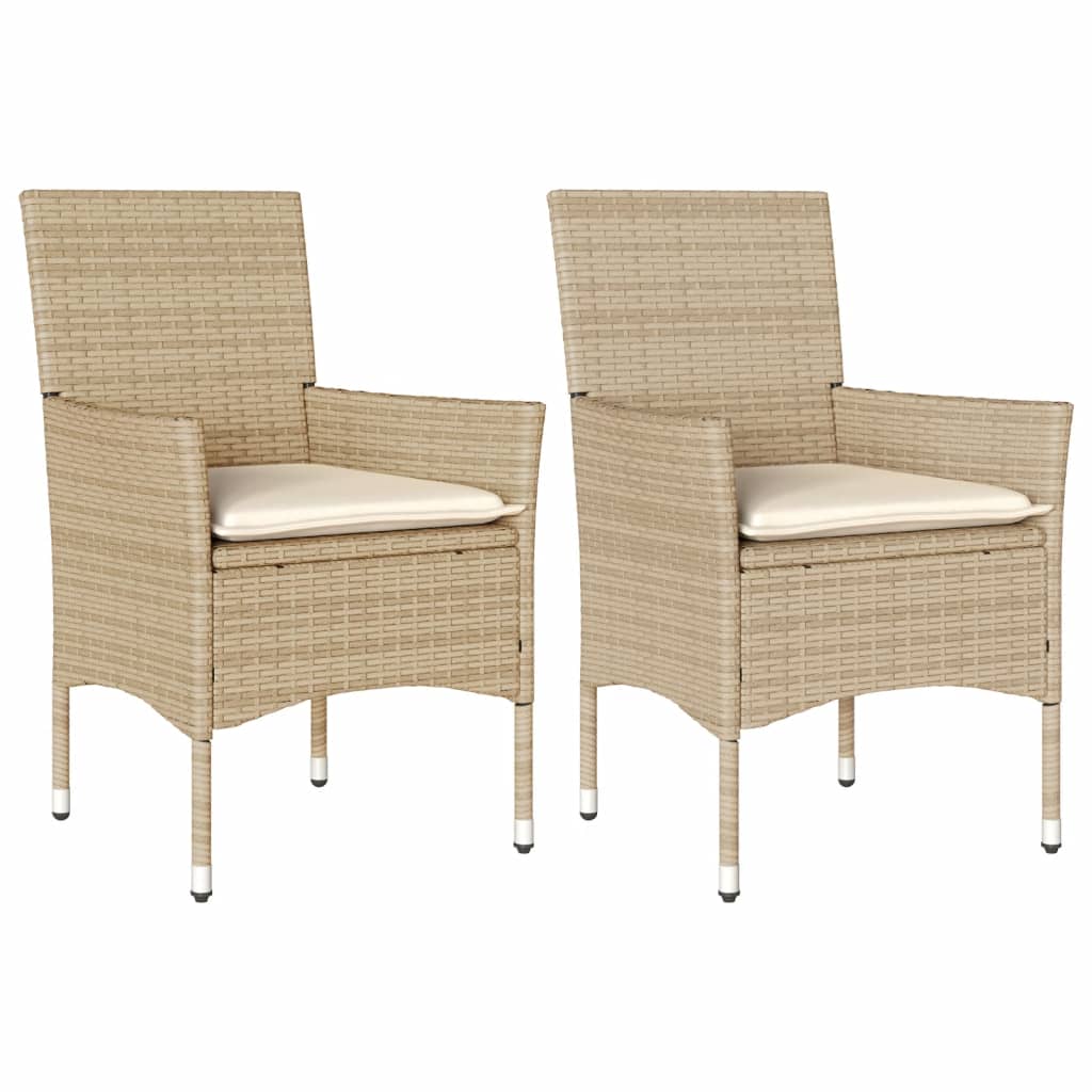 Sedie da Giardino con Cuscini 2 pz Beige in Polyrattan - homemem39
