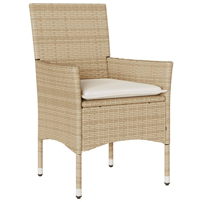 Sedie da Giardino con Cuscini 2 pz Beige in Polyrattan