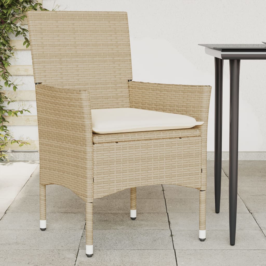 Sedie da Giardino con Cuscini 2 pz Beige in Polyrattan - homemem39