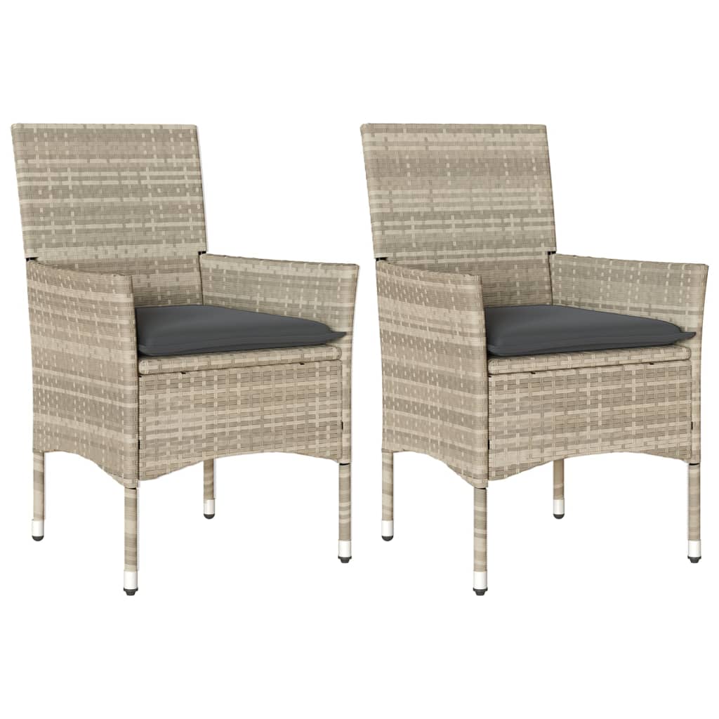 Sedie da Giardino con Cuscini 2 pz Grigio Chiaro in Polyrattan - homemem39
