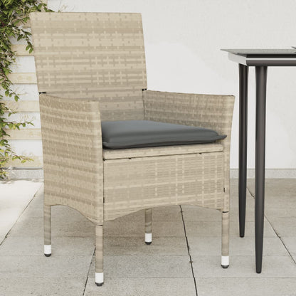 Sedie da Giardino con Cuscini 2 pz Grigio Chiaro in Polyrattan