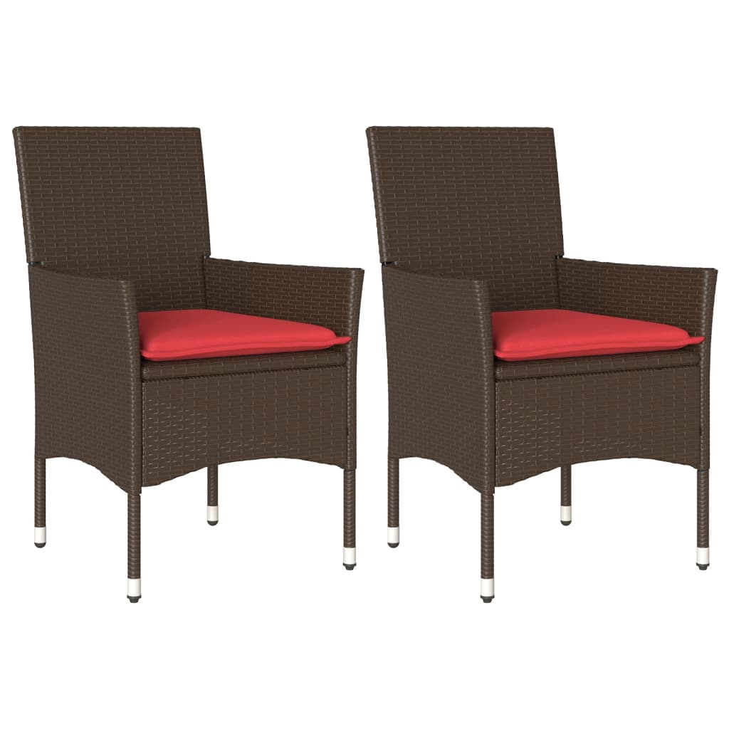 Sedie da Giardino con Cuscini 2 pz Marroni in Polyrattan | homemem39