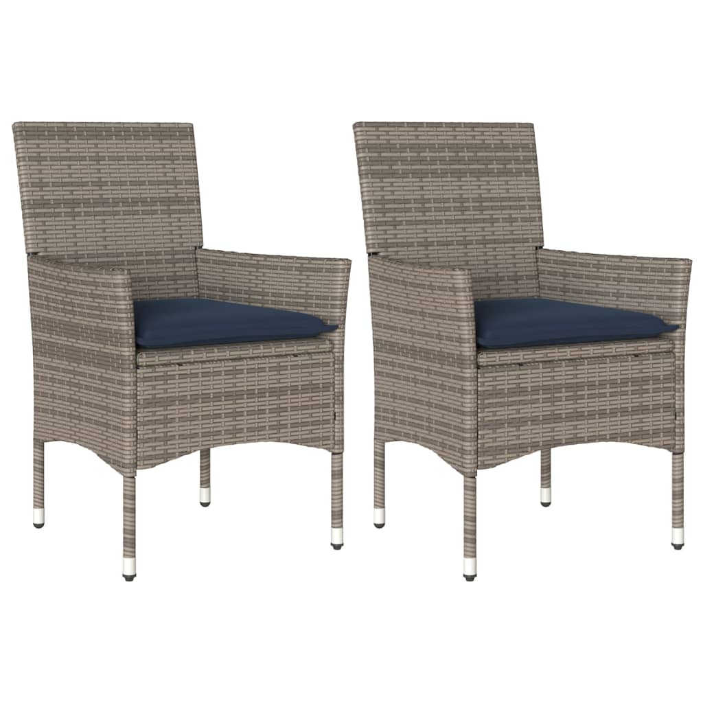 Sedie da Giardino con Cuscini 2 pz Grigie in Polyrattan | homemem39