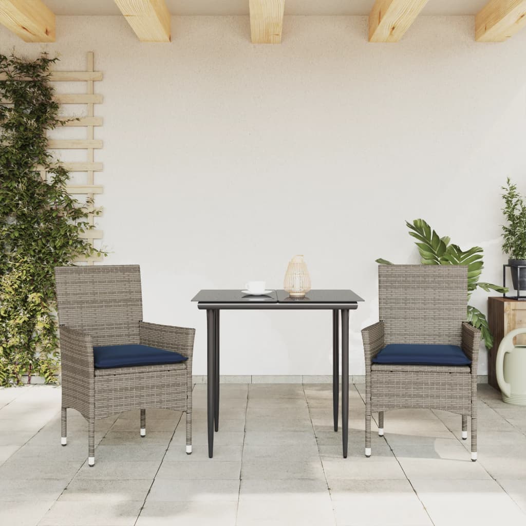 Sedie da Giardino con Cuscini 2 pz Grigie in Polyrattan | homemem39
