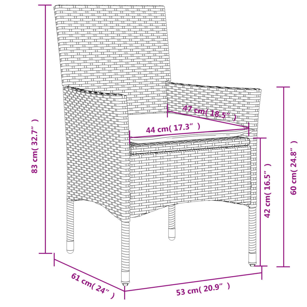 Sedie da Giardino con Cuscini 2 pz Grigie in Polyrattan | homemem39