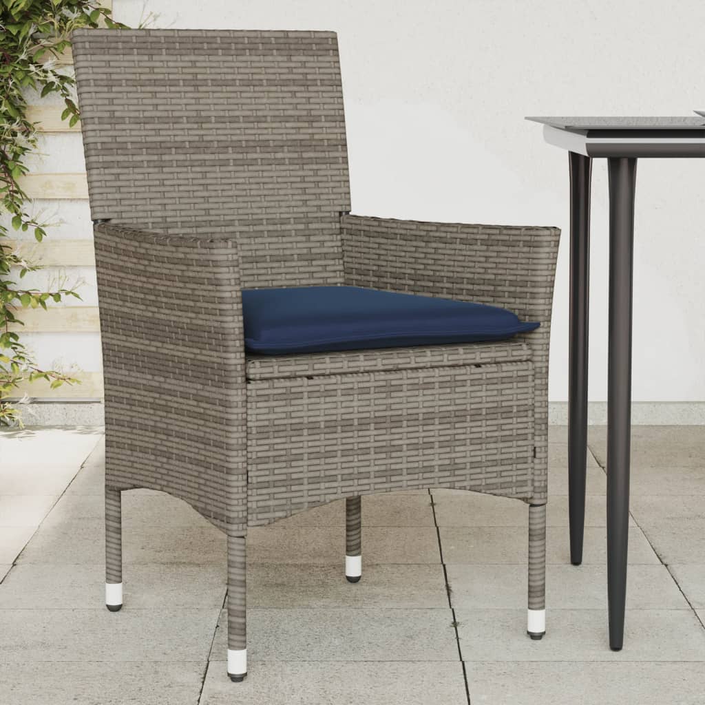 Sedie da Giardino con Cuscini 2 pz Grigie in Polyrattan | homemem39