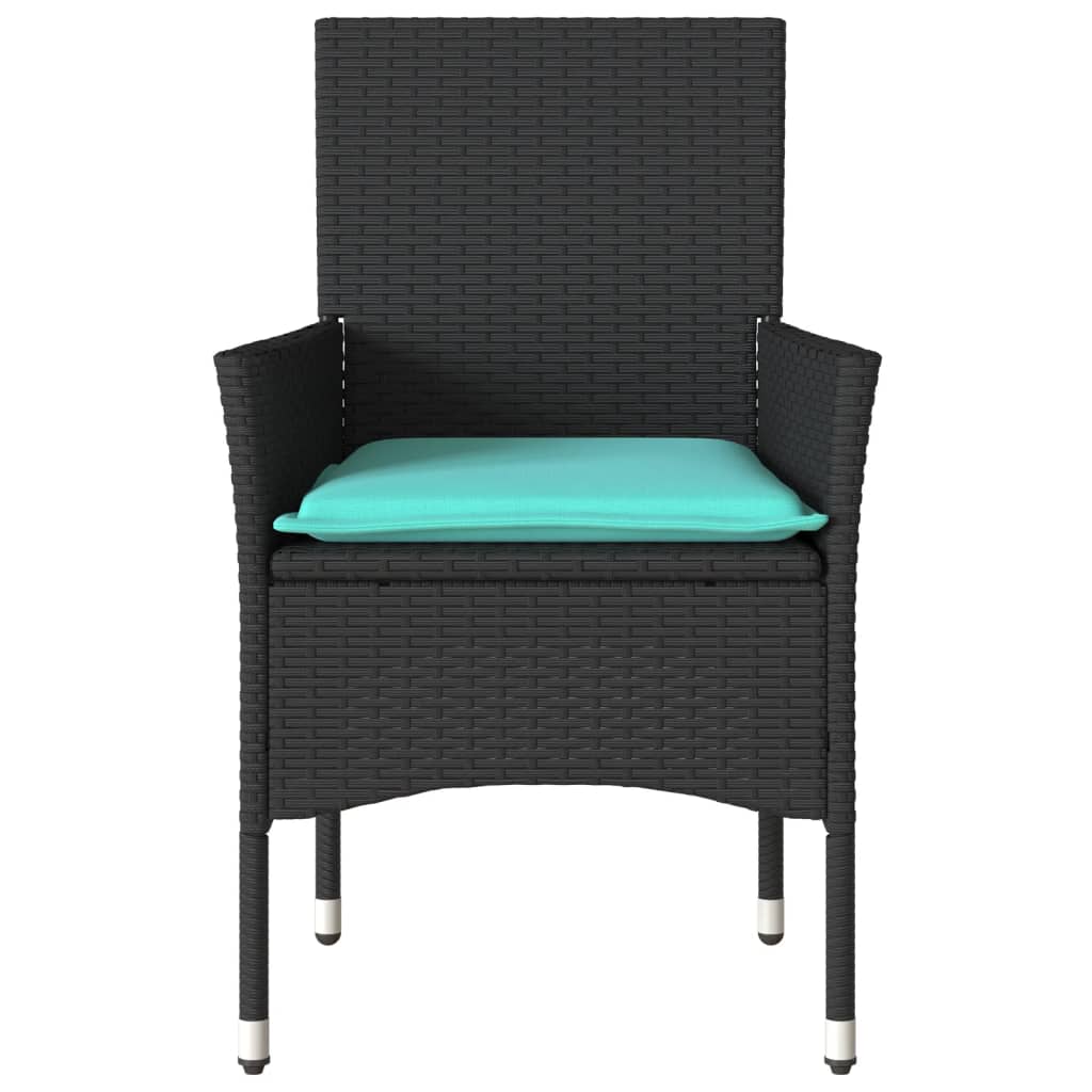 Sedie da Giardino con Cuscini 2 pz Nere in Polyrattan | homemem39