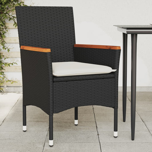 Sedie da Giardino con Cuscini 2 pz Nere in Polyrattan - homemem39