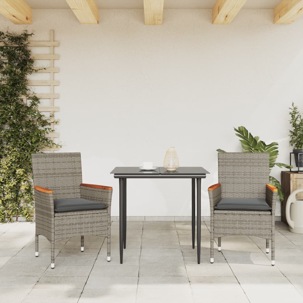 Sedie da Giardino con Cuscini 2 pz Grigie in Polyrattan - homemem39