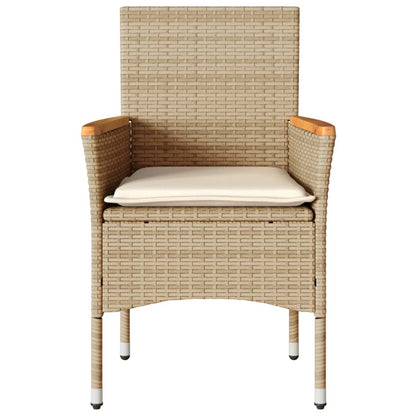 Sedie da Giardino con Cuscini 2 pz Beige in Polyrattan