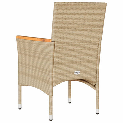 Sedie da Giardino con Cuscini 2 pz Beige in Polyrattan