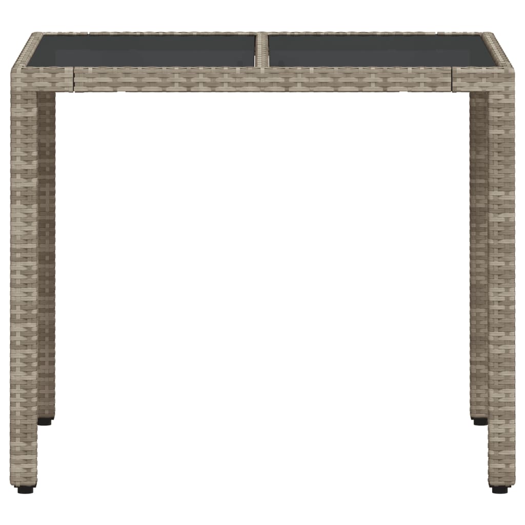 Tavolo Giardino Piano Vetro Grigio Chiaro 90x90x75cm Polyrattan