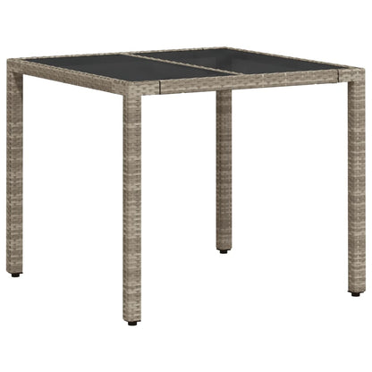 Tavolo Giardino Piano Vetro Grigio Chiaro 90x90x75cm Polyrattan