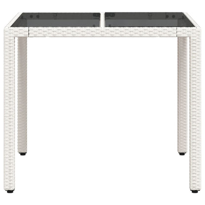Tavolo Giardino con Piano Vetro Bianco 90x90x75 cm Polyrattan - homemem39