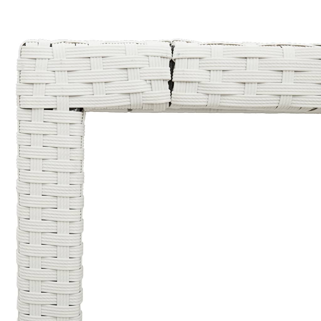 Tavolo Giardino con Piano Vetro Bianco 90x90x75 cm Polyrattan