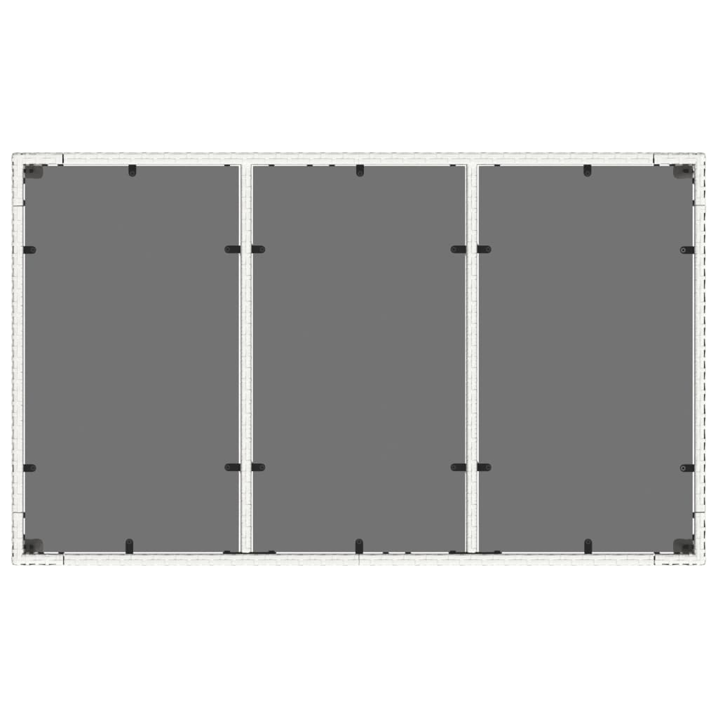 Tavolo da Giardino Piano in Vetro Bianco 150x90x75cm Polyrattan