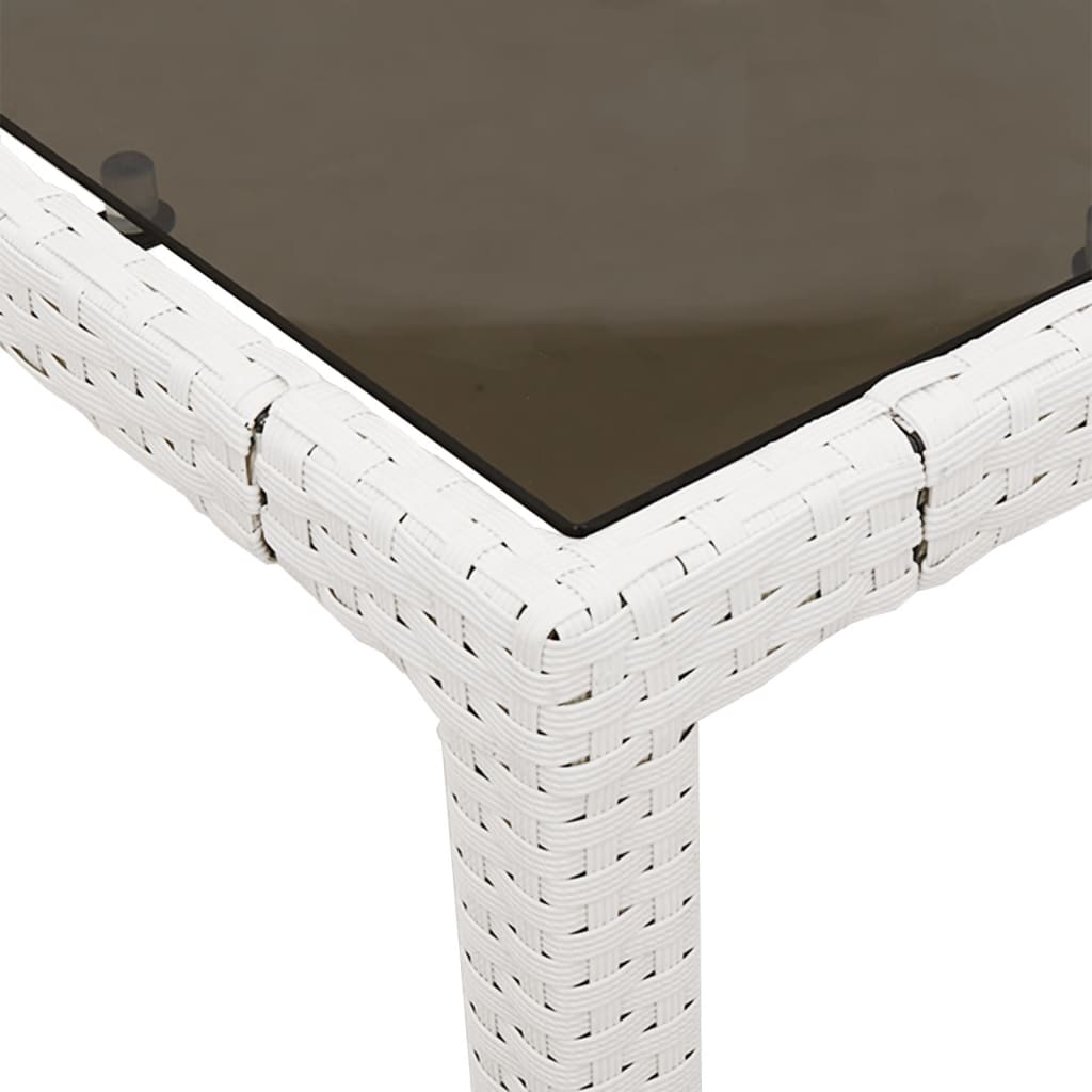 Tavolo da Giardino Piano in Vetro Bianco 150x90x75cm Polyrattan