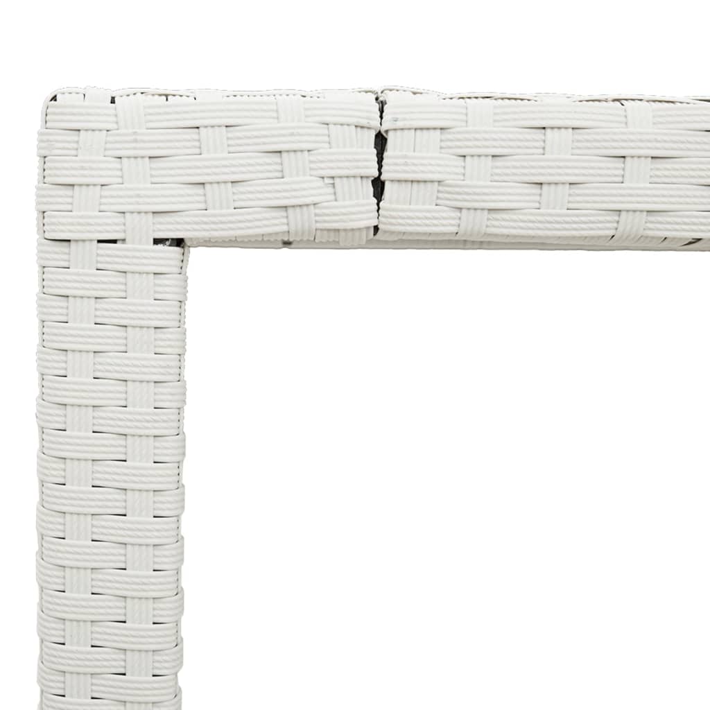 Tavolo da Giardino Piano in Vetro Bianco 150x90x75cm Polyrattan