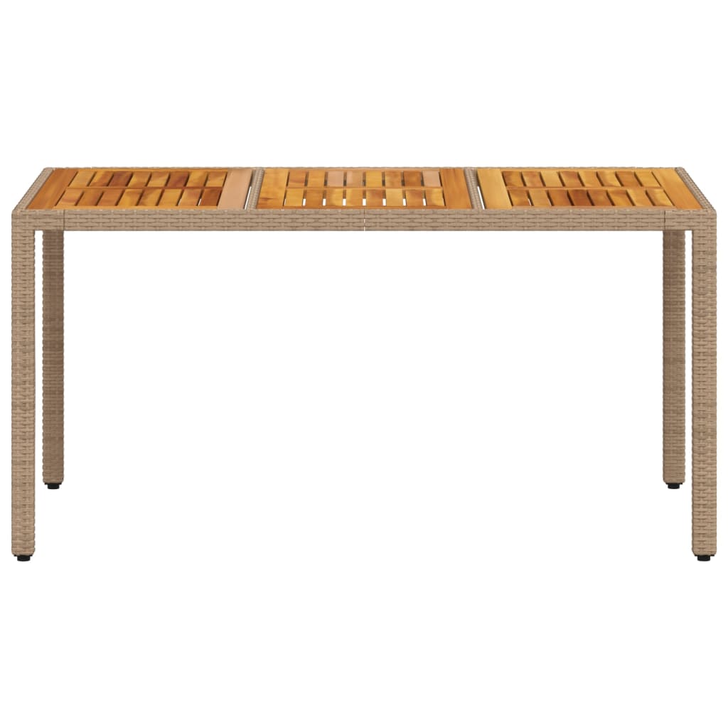 Tavolo da Giardino Beige 150x90x75 cm in Polyrattan e Acacia