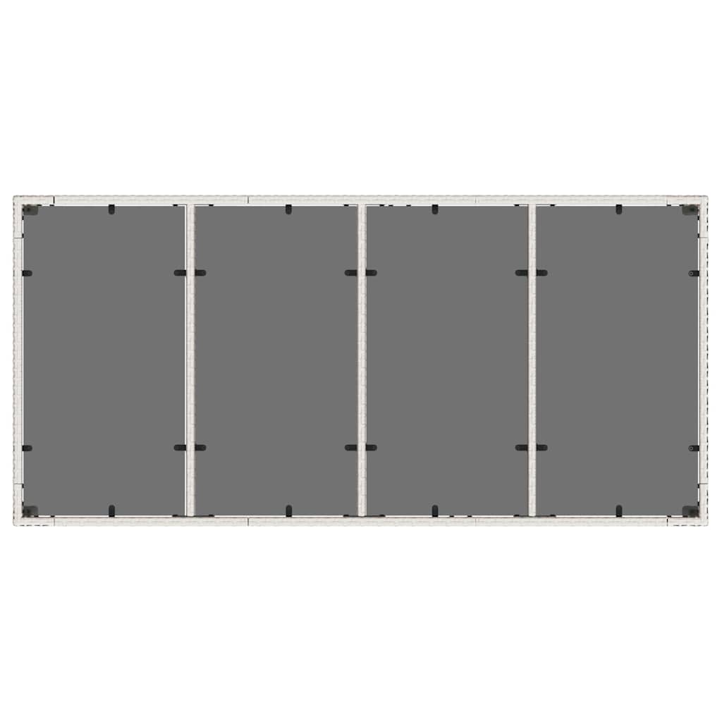 Tavolo Giardino Piano in Vetro Bianco 190x90x75 cm Polyrattan