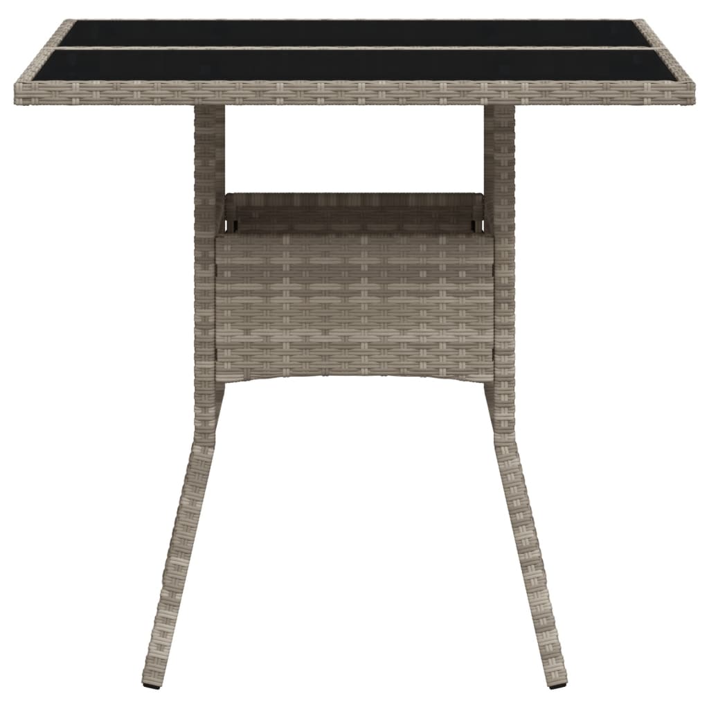 Tavolo Giardino Piano Vetro Grigio Chiaro 80x80x75cm Polyrattan