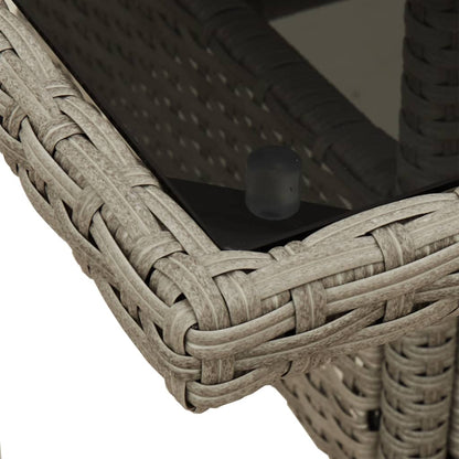 Tavolo Giardino Piano Vetro Grigio Chiaro 80x80x75cm Polyrattan