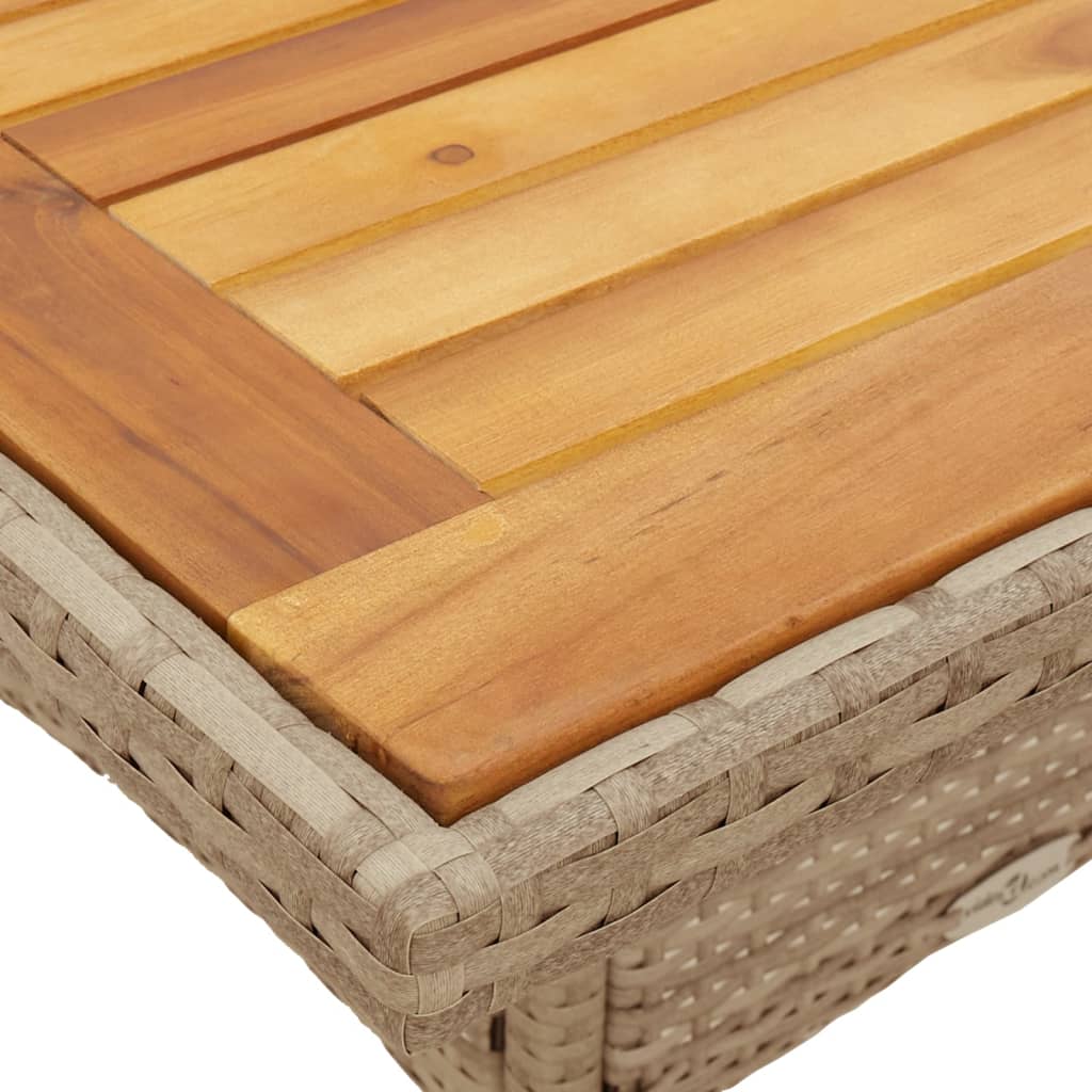 Tavolo da Giardino Beige 80x80x75 cm Polyrattan e Legno Acacia