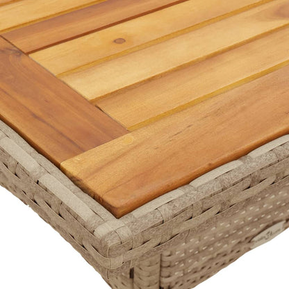 Tavolo da Giardino Beige 80x80x75 cm Polyrattan e Legno Acacia