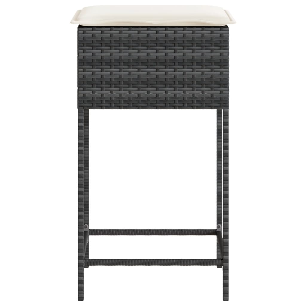 Sgabelli da Bar con Cuscini 2 pz Neri in Polyrattan - homemem39