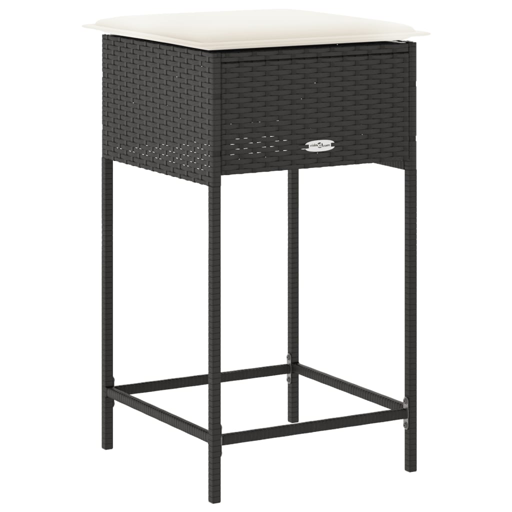 Sgabelli da Bar con Cuscini 2 pz Neri in Polyrattan - homemem39