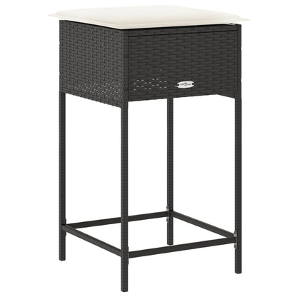 Sgabelli da Bar con Cuscini 2 pz Neri in Polyrattan - homemem39