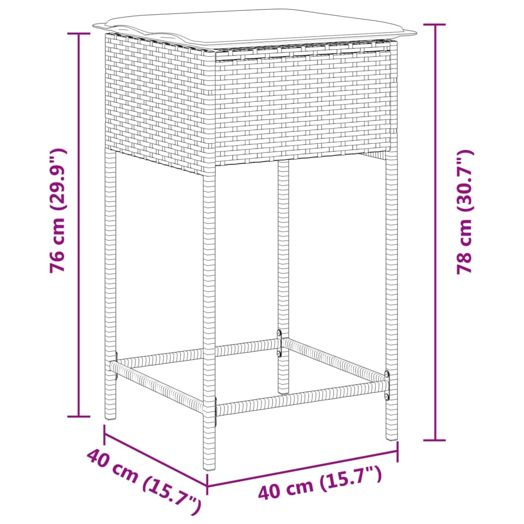 Sgabelli da Bar con Cuscini 2 pz Neri in Polyrattan