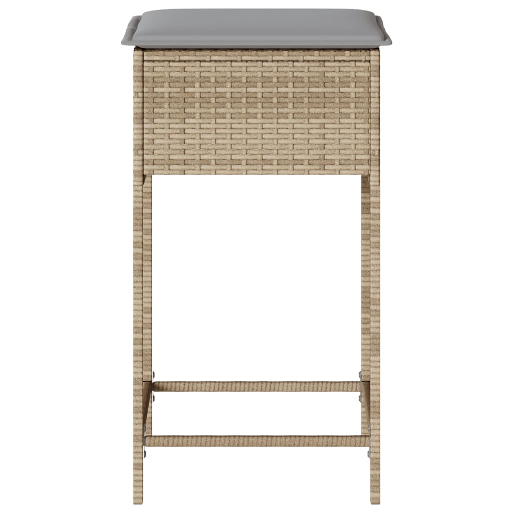 Sgabelli da Bar con Cuscini 2 pz Beige in Polyrattan