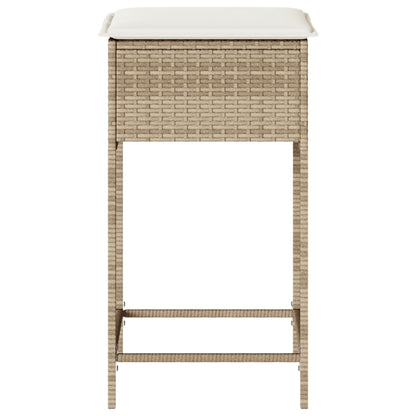 Sgabelli da Bar con Cuscini 2 pz Beige in Polyrattan - homemem39