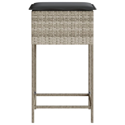 Sgabelli da Bar con Cuscini 2 pz Grigio Chiaro in Polyrattan - homemem39