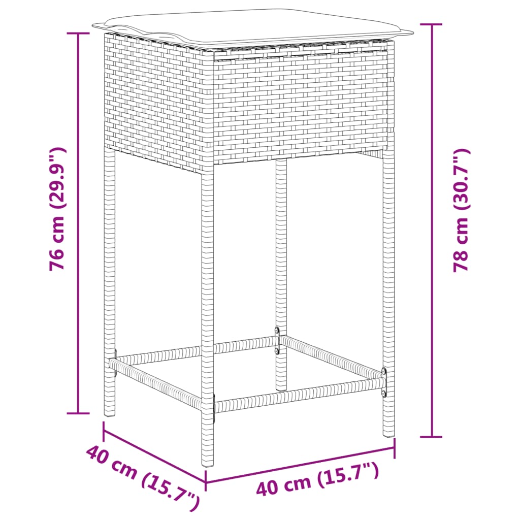 Sgabelli da Bar con Cuscini 2 pz Grigio Chiaro in Polyrattan