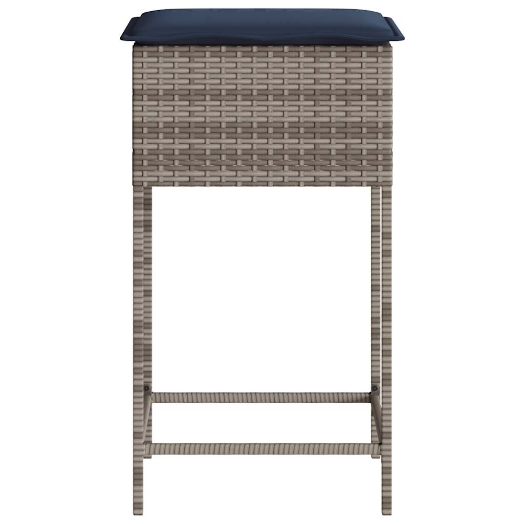 Sgabelli da giardino con Cuscini 2 pz in Polyrattan Grigio