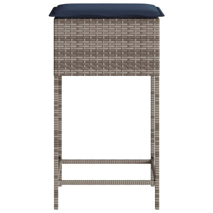 Sgabelli da giardino con Cuscini 2 pz in Polyrattan Grigio