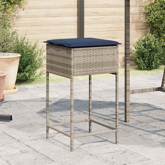 Sgabelli da giardino con Cuscini 2 pz in Polyrattan Grigio