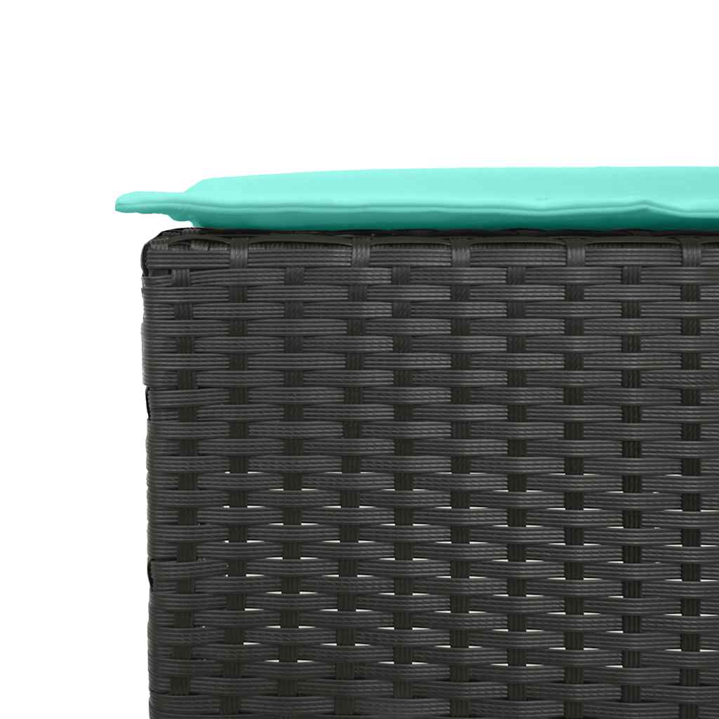 Sgabelli da giardino con Cuscini 2 pz in Polyrattan Nero