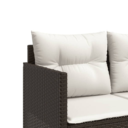 Sun lounger with brown cushions in polyrattan