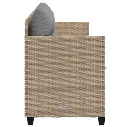 Lettino Prendisole con Cuscini Beige in Polyrattan