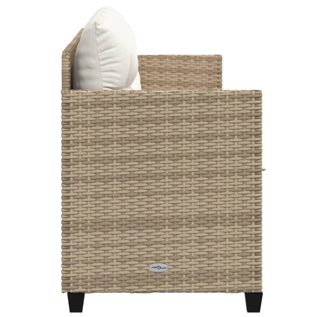 Lettino Prendisole con Cuscini Beige in Polyrattan