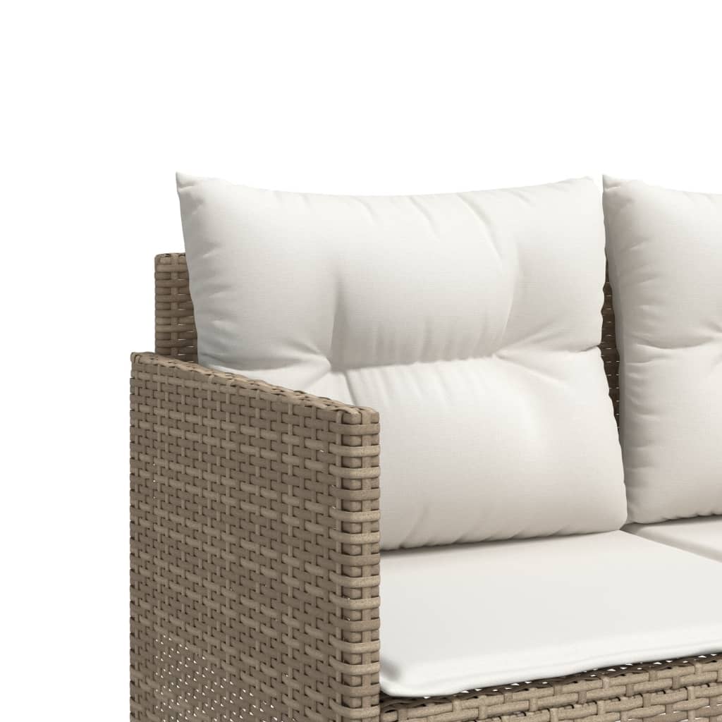 Lettino Prendisole con Cuscini Beige in Polyrattan