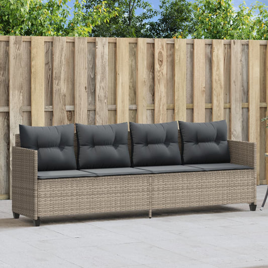 Sun lounger with light gray cushions in polyrattan